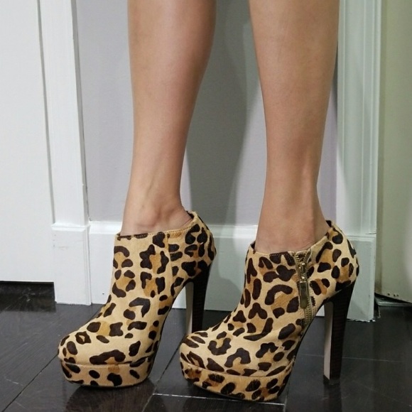 Topshop Shoes - Topshop leopard print ankle boot platform hair fun